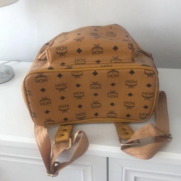 MCM Tan Leather Logo Backpack - Picture 6 of 10